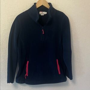 Vineyard Vines Women’s Quarter Zip Dark Blue Fleece with pink Zipper